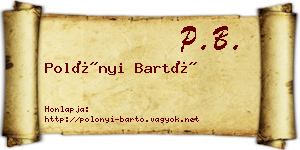 Polónyi Bartó névjegykártya